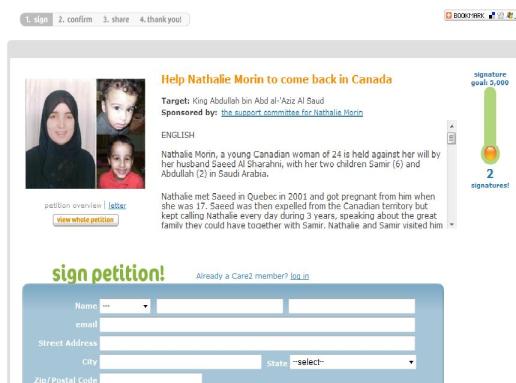 Signer la pétition pour Nathalie et ses enfants
